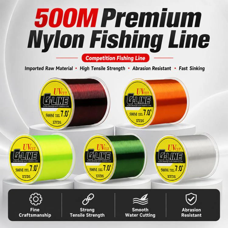 0.8# 500m High Strength Nylon Monofilament Fishing Main Line(Wine Red) - Image 2
