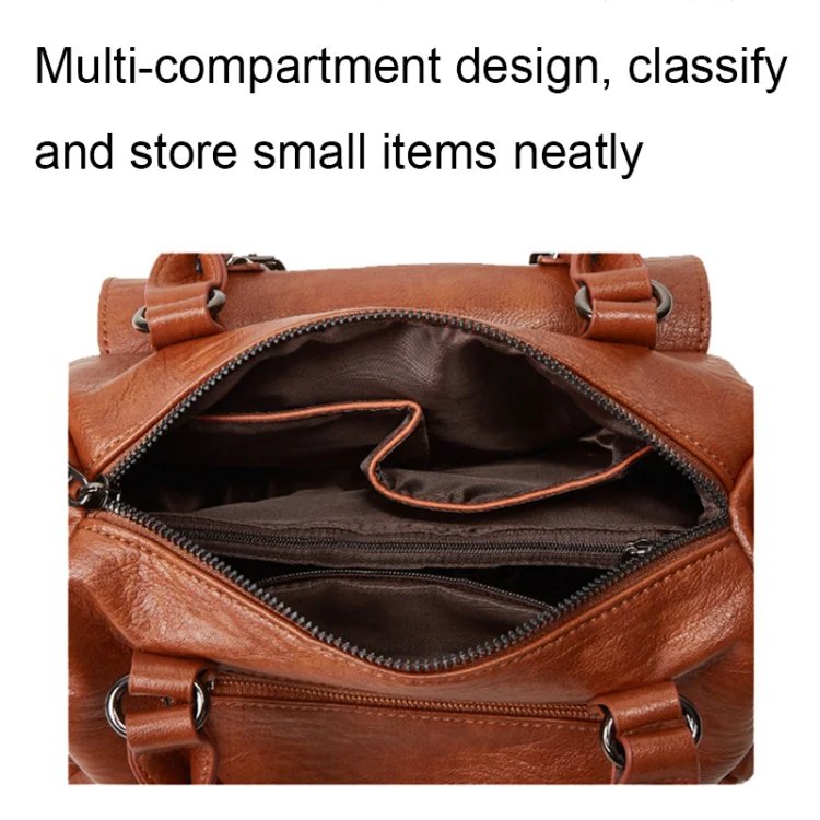 048 Pebbled Leather Multi-compartment Handbag Large Capacity Crossbody Shoulder Bag(Navy Blue) - Image 5