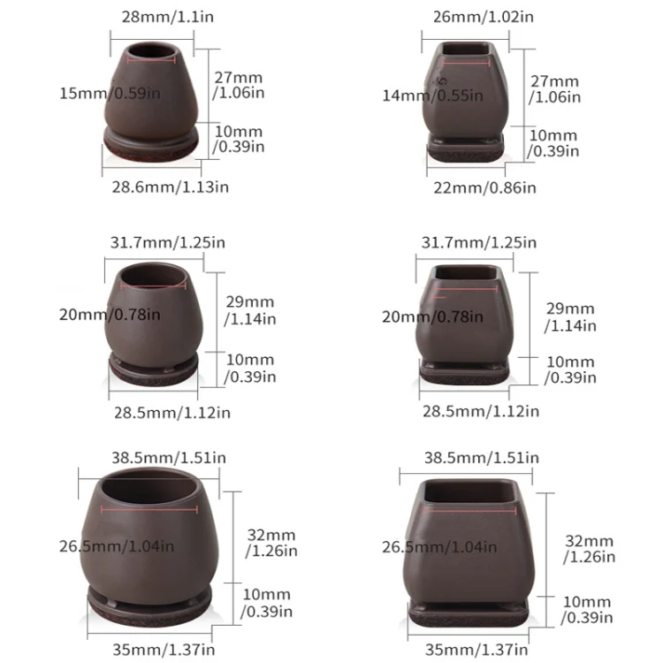 1.25 inch 8pcs /Set 15 Degree Tilt Table And Chair Feet One-Piece Shock-Absorbing Protective Cover For Chairs(Round) - Image 2