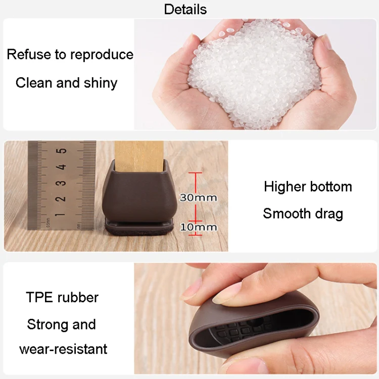 1.25 inch 8pcs /Set 15 Degree Tilt Table And Chair Feet One-Piece Shock-Absorbing Protective Cover For Chairs(Square) - Image 12
