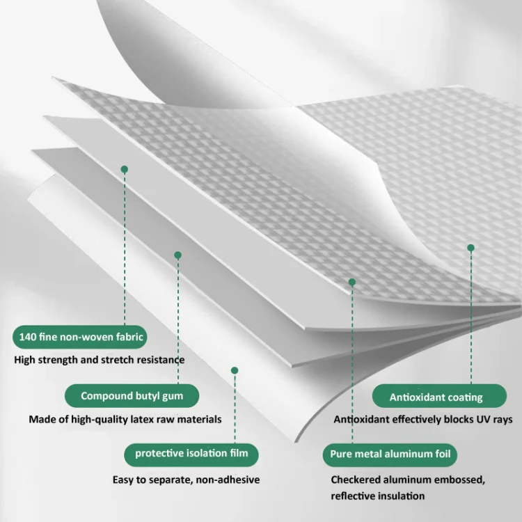 1.2mm Thickness Butyl Waterproof Tape Self-Adhesive Aluminum Foil Tape, Width x Length: 5cm x 10m - Image 4