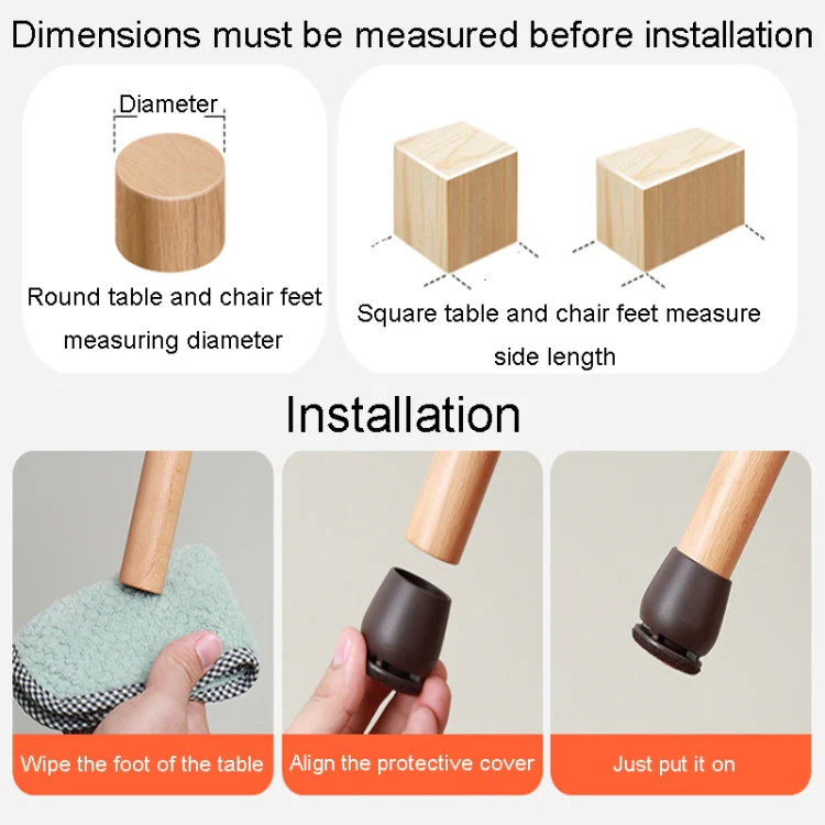 1 inch 8pcs /Set 15 Degree Tilt Table And Chair Feet One-Piece Shock-Absorbing Protective Cover For Chairs(Round) - Image 13