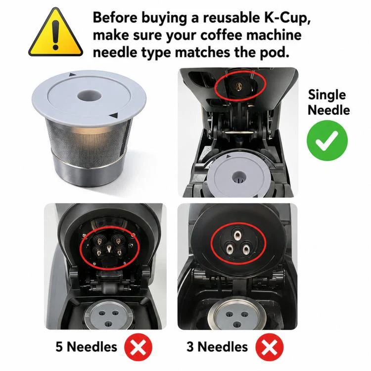 1 Pack Single-Needle K Cups For Keurig 1.0 & 2.0 Stainless Steel Refillable Coffee Filter Pod - Image 8