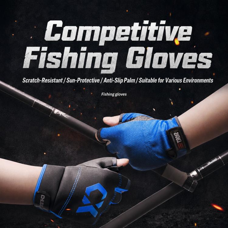 1 Pair 3 Finger Cut Off Anti Slip Breathable Fishing Gloves Outdoor Sun Protection Fishing Gear, Style:Thicken-Grey - Image 2