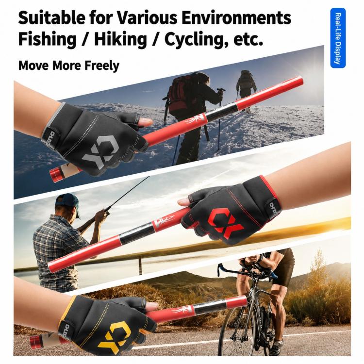 1 Pair 3 Finger Cut Off Anti Slip Breathable Fishing Gloves Outdoor Sun Protection Fishing Gear, Style:Thin-Black - Image 10