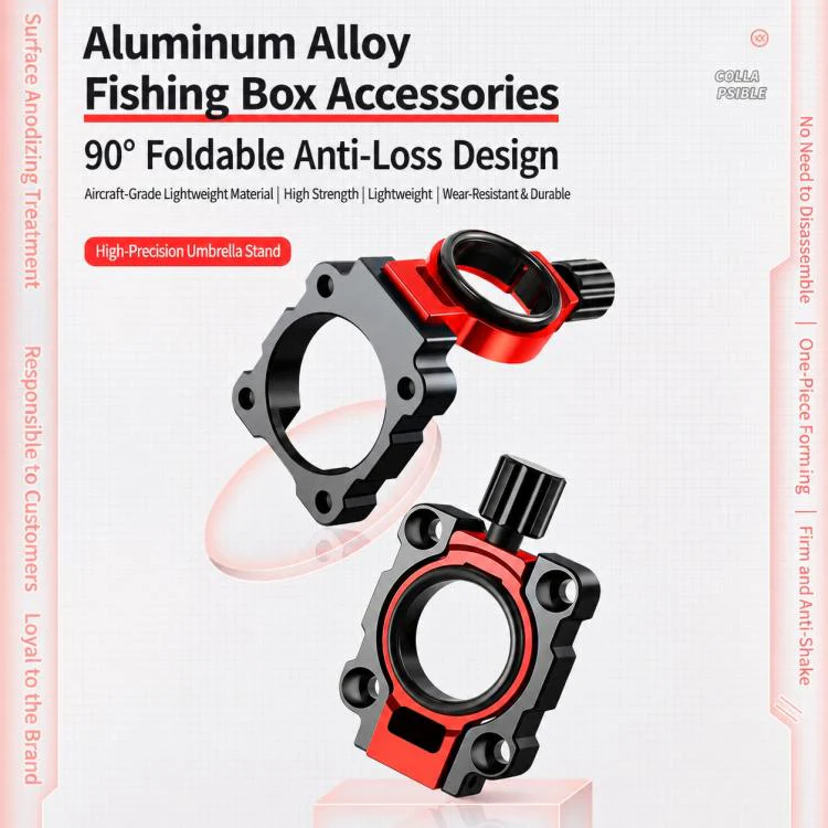 1 Pair Aluminum Alloy Foldable Umbrella Holder Mount Wind Resistant for Fishing Box(Black) - Image 3