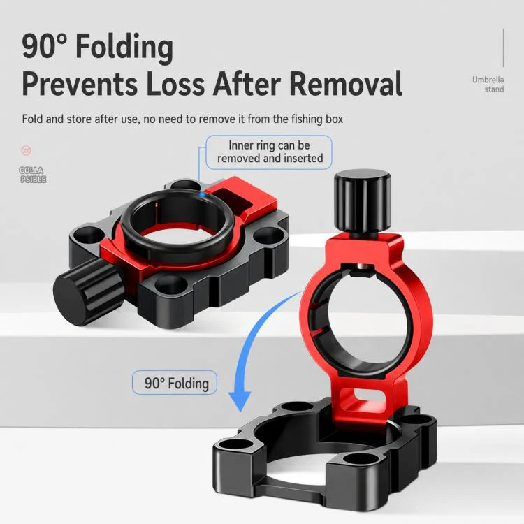 1 Pair Aluminum Alloy Foldable Umbrella Holder Mount Wind Resistant for Fishing Box(Red) - Image 7