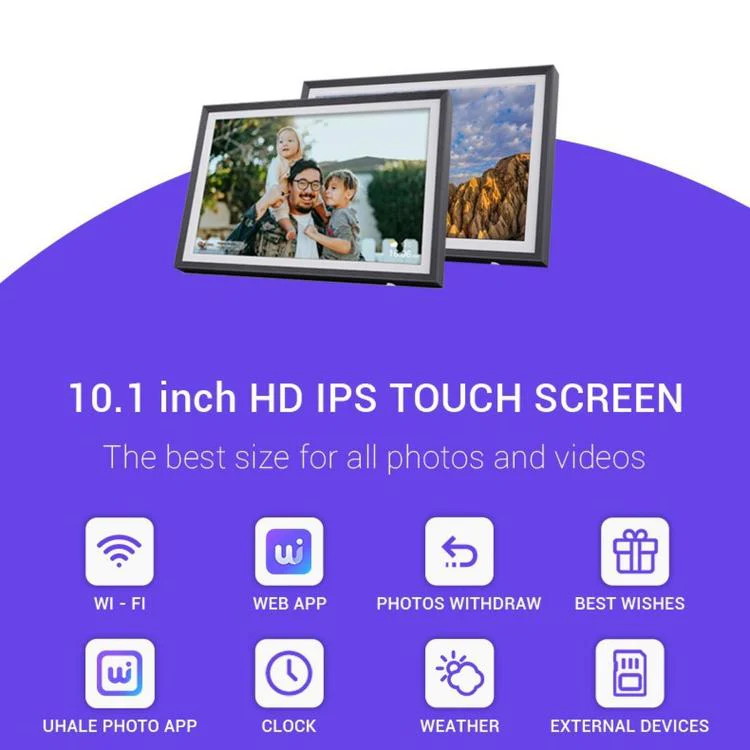 10.1 Inch Uhale Smart Cloud Photo Frame WiFi Mobile Photo Transfer Touchscreen Digital Signage US Plug(Black 32GB) - Image 4