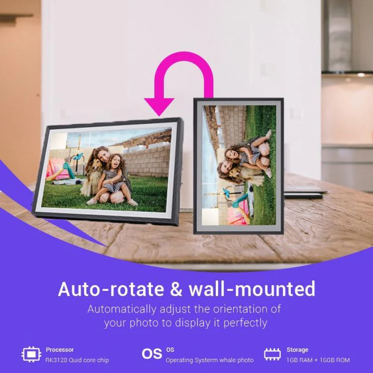 10.1 Inch Uhale Smart Cloud Photo Frame WiFi Mobile Photo Transfer Touchscreen Digital Signage US Plug(Black 32GB) - Image 8