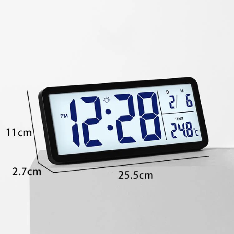 10-Inch LCD Display Desktop Electric Clock with Backlight Large Digital Wall Clock Indoor Thermometer(White) - Image 8
