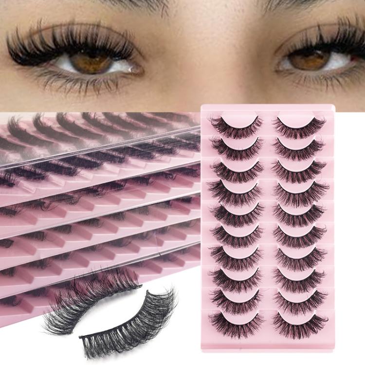 10 Pairs 8D Faux Mink Lashes Pack Fluffy Volume Dramatic False Eyelashes Natural Long Wispy Messy Curls(008) - Image 2