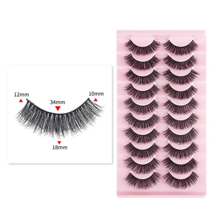 10 Pairs 8D Faux Mink Lashes Pack Fluffy Volume Dramatic False Eyelashes Natural Long Wispy Messy Curls(17X)
