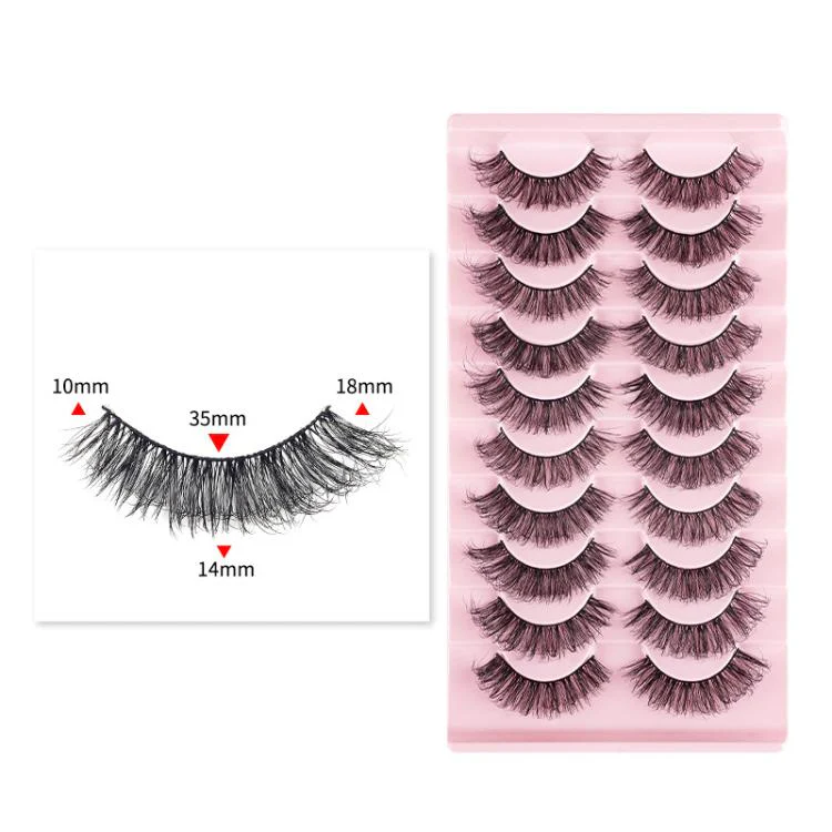10 Pairs 8D Faux Mink Lashes Pack Fluffy Volume Dramatic False Eyelashes Natural Long Wispy Messy Curls(2718)