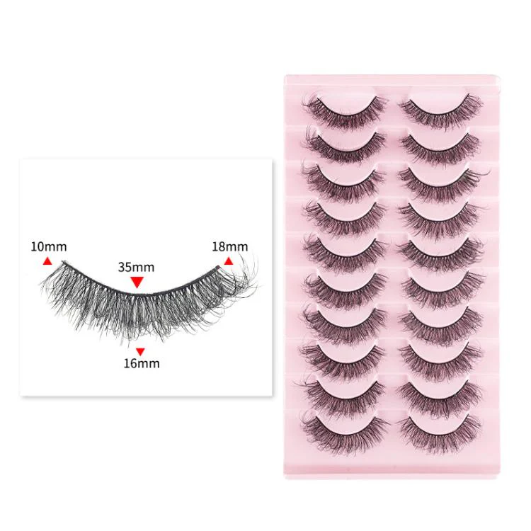 10 Pairs 8D Faux Mink Lashes Pack Fluffy Volume Dramatic False Eyelashes Natural Long Wispy Messy Curls(930)