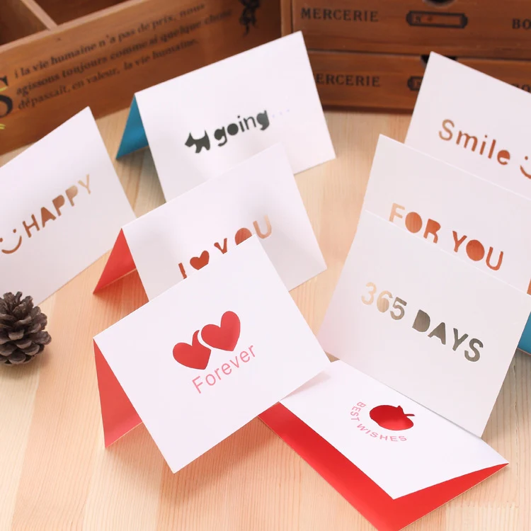 10 PCS A-035 Large Hollow Letters Holiday Greeting Card(Smile) - Image 4