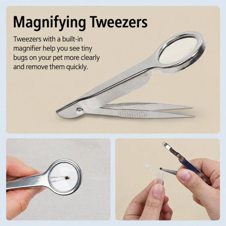 10-Piece Pet Tick Remover Kit with Magnifying Glass Tweezers, Lasso Pen, Flea Comb(Blue) - Image 7