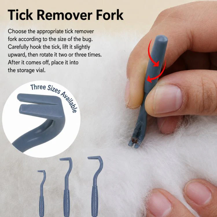 10-Piece Pet Tick Remover Kit with Magnifying Glass Tweezers, Lasso Pen, Flea Comb(Blue) - Image 8