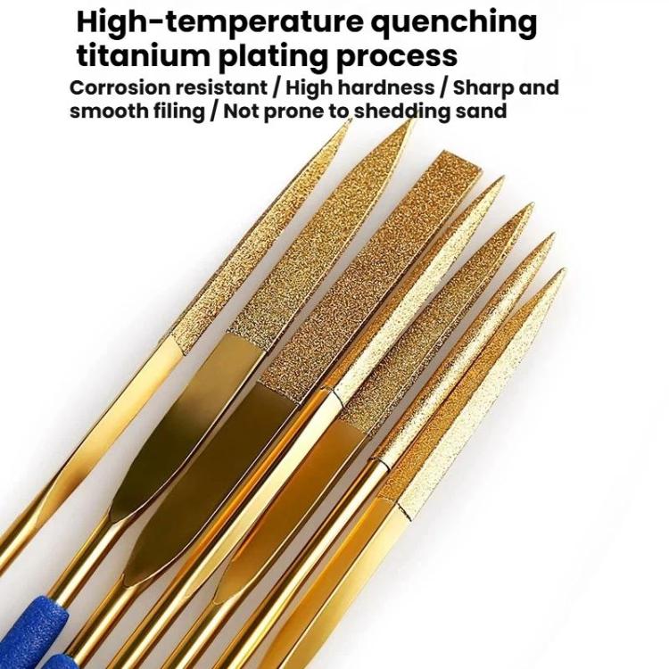 10-Piece Set 3x140mm Diamond File Titanium-Coated Alloy High-Hardness File Metal Gemstone Grinding Tool - Image 4