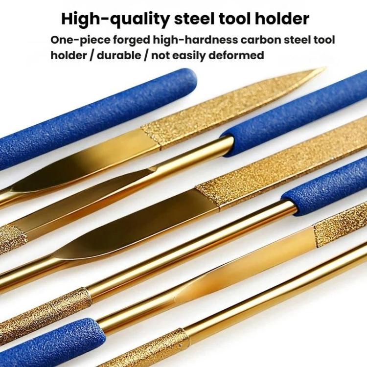 10-Piece Set 3x140mm Diamond File Titanium-Coated Alloy High-Hardness File Metal Gemstone Grinding Tool - Image 5