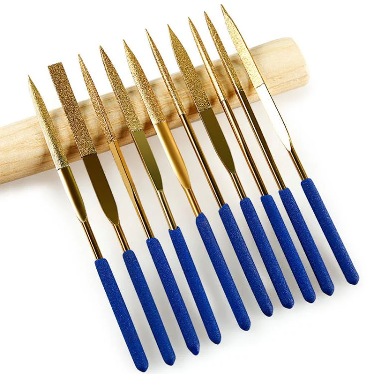 10-Piece Set 3x140mm Diamond File Titanium-Coated Alloy High-Hardness File Metal Gemstone Grinding Tool - Image 8