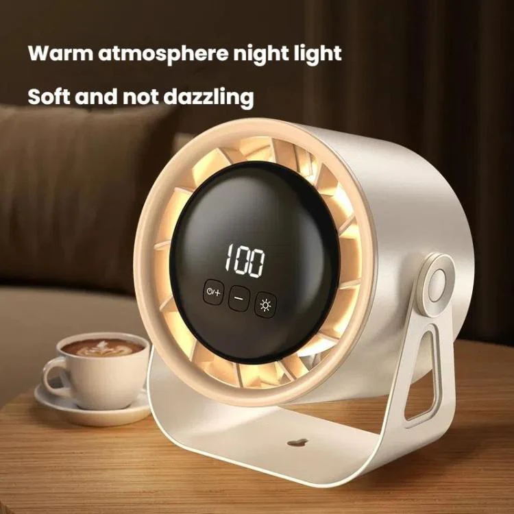100-Gear High-Speed Circulating Fan Rechargeable Desktop Digital Display Turbo Wall-Mounted Fan, Style: White - Image 5