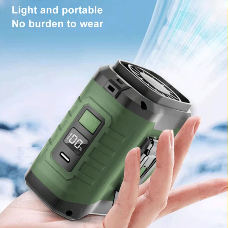 10000mAh Portable Hanging Waist Outdoor USB Fan High Wind Power Mini Fan(Orange Red) - Image 3