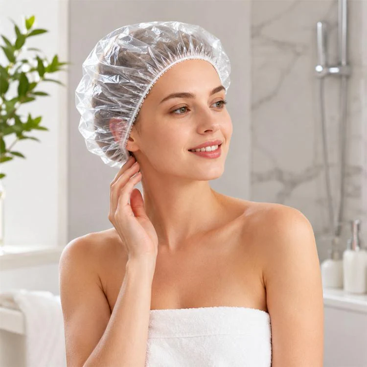 100pcs/Pack Disposable Shower Caps, Portable Waterproof Head Covers, Maximum Stretch Length:52cm