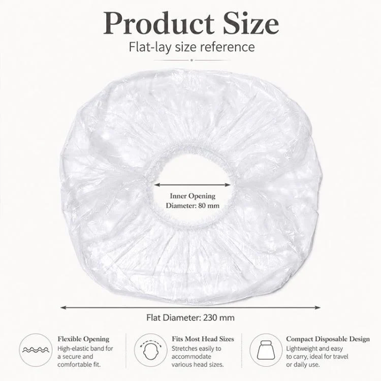 100pcs/Pack Disposable Shower Caps, Portable Waterproof Head Covers, Maximum Stretch Length:52cm - Image 2
