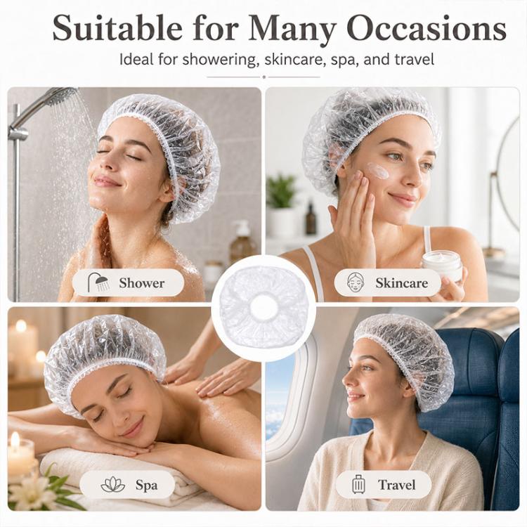 100pcs/Pack Disposable Shower Caps, Portable Waterproof Head Covers, Maximum Stretch Length:52cm - Image 8