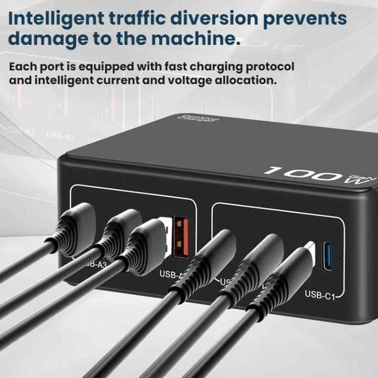 100W High-Power PD Fast Charging USB Multi-Port Charger(AU Plug) - Image 4