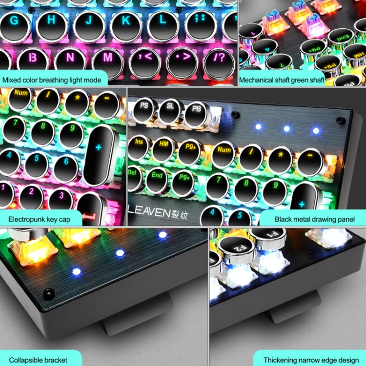 104 Keys Green Shaft RGB Luminous Keyboard Computer Game USB Wired Metal Mechanical Keyboard, Cabel Length:1.5m, Style: Double Imposition Version (Pink White) - Image 6