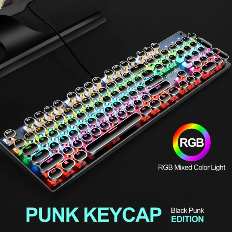 104 Keys Green Shaft RGB Luminous Keyboard Computer Game USB Wired Metal Mechanical Keyboard, Cabel Length:1.5m, Style: Double Imposition Version (White Blue) - Image 4