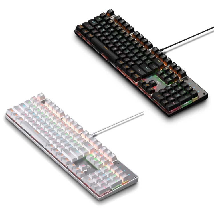 104 Keys Green Shaft RGB Luminous Keyboard Computer Game USB Wired Metal Mechanical Keyboard, Cabel Length:1.5m, Style: Ordinary Version (White) - Image 2