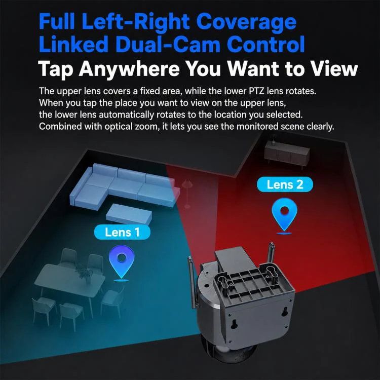 1080P HD Dual-Lens Smart Solar Energy Surveillance Camera without Memory Card, Type:4G US Version - Image 5