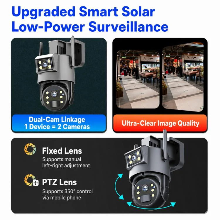1080P HD Dual-Lens Smart Solar Energy Surveillance Camera without Memory Card, Type:4G US Version - Image 8