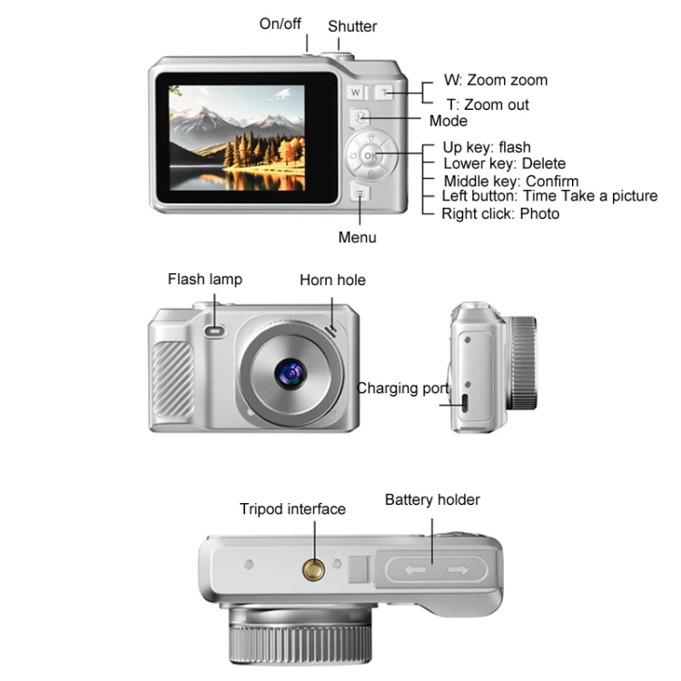 1080P HD Student Retro Digital Card Camera, Color: Black+32G - Image 3