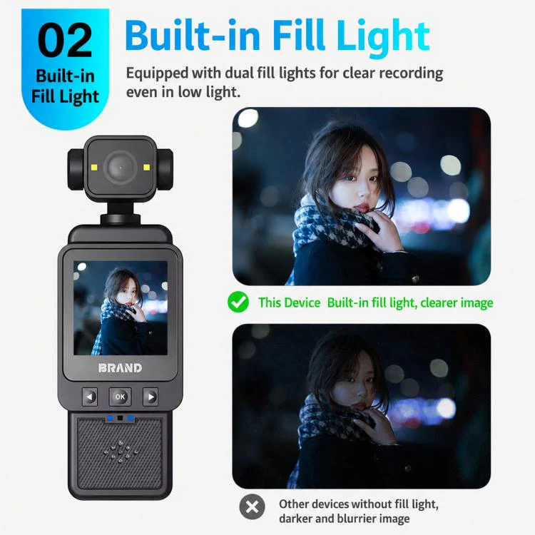 1080P WiFi Body Camera With Rotatable Lens & 1.6 Inch Screen Wearable Sports Action Camera Clip-On Pocket Cam(Black) - Image 5