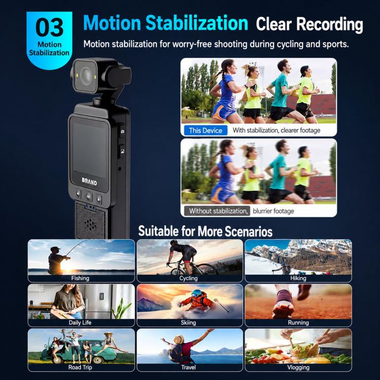 1080P WiFi Body Camera With Rotatable Lens & 1.6 Inch Screen Wearable Sports Action Camera Clip-On Pocket Cam(Black) - Image 6