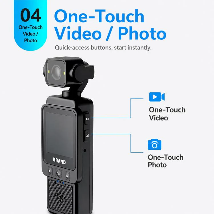 1080P WiFi Body Camera With Rotatable Lens & 1.6 Inch Screen Wearable Sports Action Camera Clip-On Pocket Cam(Black) - Image 7