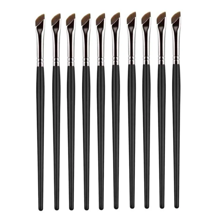 10pcs Angled Ultra-Fine Eyeliner Brush Aegyo-Sal Detail Makeup Brush, Style: Sickle Brown