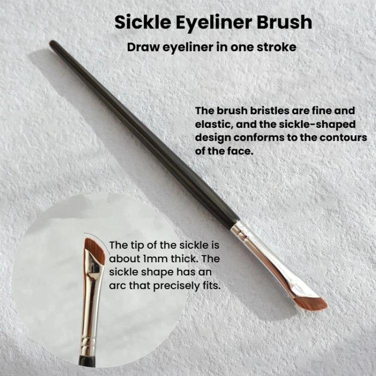 10pcs Angled Ultra-Fine Eyeliner Brush Aegyo-Sal Detail Makeup Brush, Style: Sickle Brown - Image 2