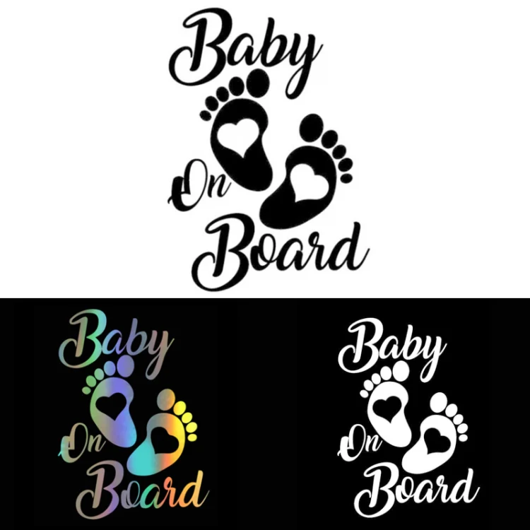 10pcs Baby On Board Warning Car Sticker Reflective Scratch Body Sticker(Laser) - Image 2