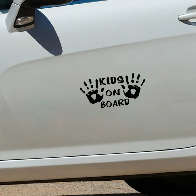 10pcs Kids On Board Warning Car Stickers Reflective Scratch Body Stickers(Black) - Image 2