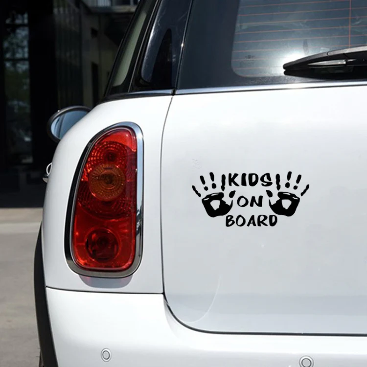 10pcs Kids On Board Warning Car Stickers Reflective Scratch Body Stickers(Black) - Image 3