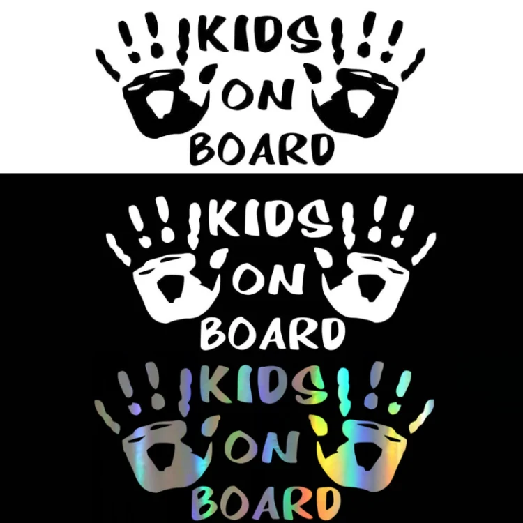 10pcs Kids On Board Warning Car Stickers Reflective Scratch Body Stickers(Laser) - Image 4