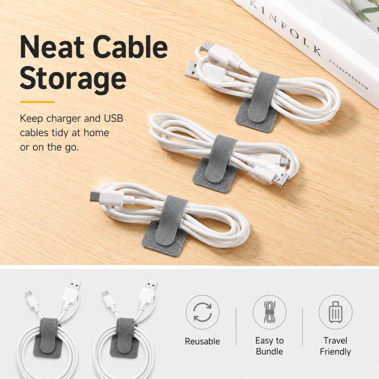 10pcs /Pack Adhesive Cable Organizer Reusable Hook And Loop Fastener Cord Keeper Strips For Appliance Under Desk Wire Management Clips(Gray) - Image 5