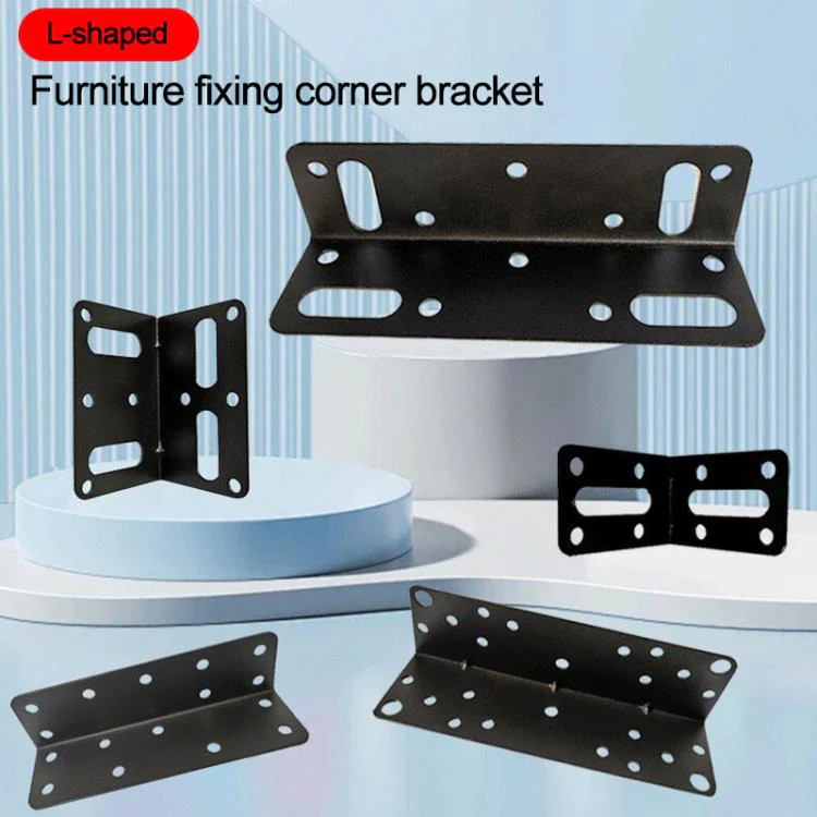 10pcs/Pack Furniture Connecting Corner Bracket Stainless Steel Metal L-Shaped Hinge Fixing Bracket, Size:73 x 45mm(Black) - Image 6