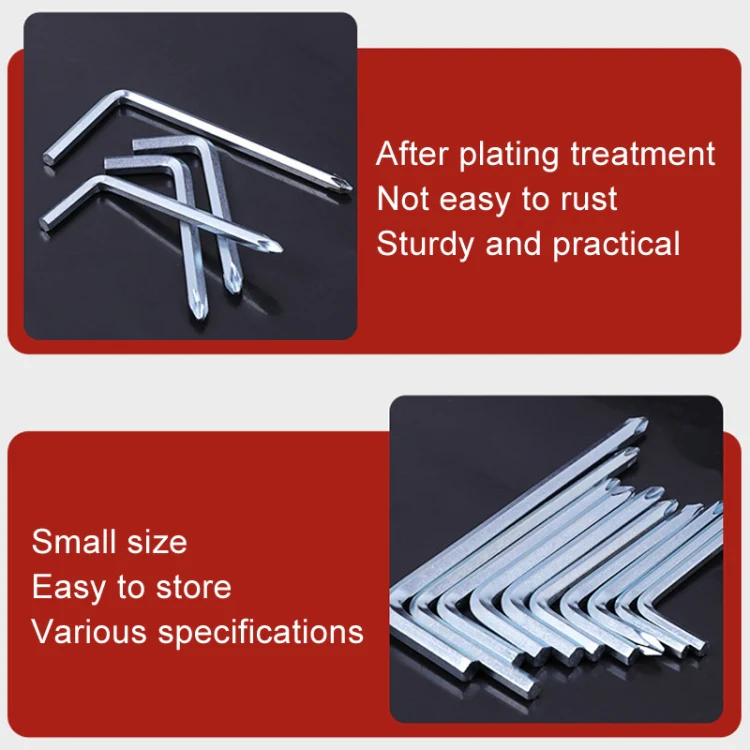 10pcs Screwdriver Hexagonal Wrench Scooter Repair Tools Cross Bit, Specification:6mm, Material:A3 Steel - Image 7