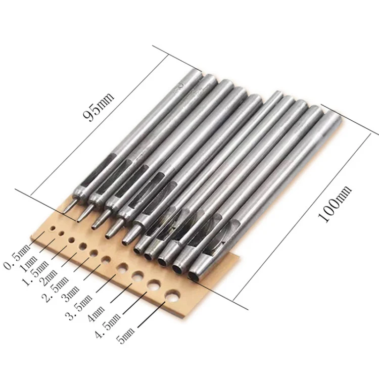 10pcs/set Round Punching Belt Punch Set DIY Leather Tool Belt Rush - Image 3