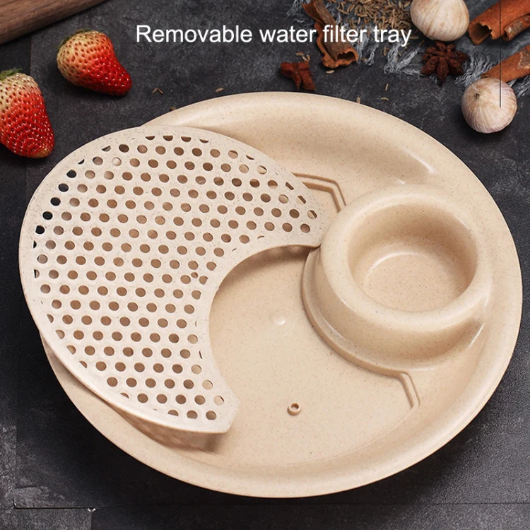 10pcs With Flavour Dish Dumpling Plate Wheat Straw Double Layer Drain Dish(Khaki) - Image 3